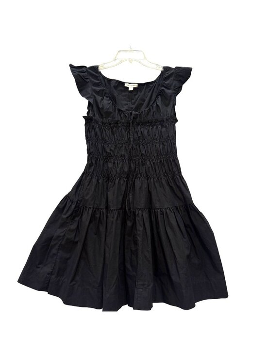 Free Assembly Dresses & Skirts - Free Assembly Black Ruffled Stretch Fit & Flare Mini Dress Smocked Bodice Size S